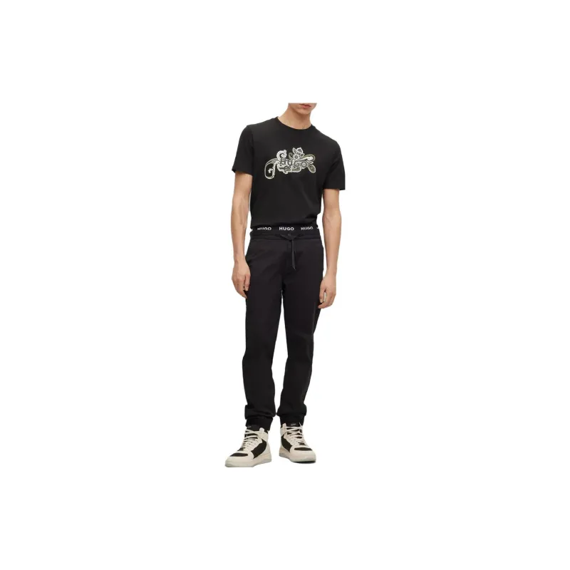HUGO BOSS Pattern Letter Print Crew Neck Short-Sleeved T-Shirt Men's Black-1