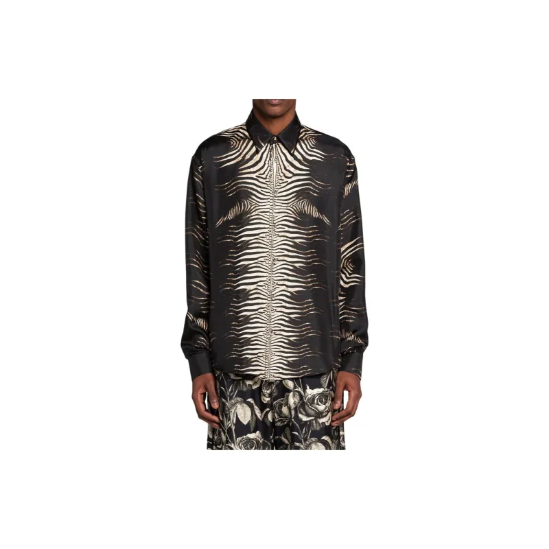 Roberto Cavalli Zebra-Print Silk Shirt Shirt Men's Black-2