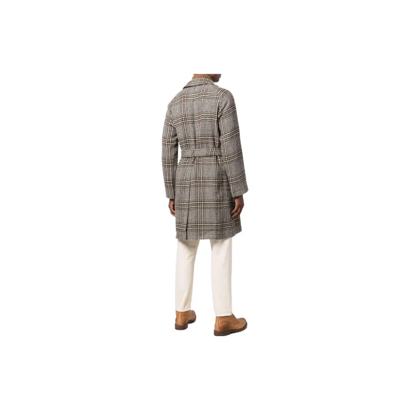 Tagliatore Check print Tie waist Single breasted Coat-2