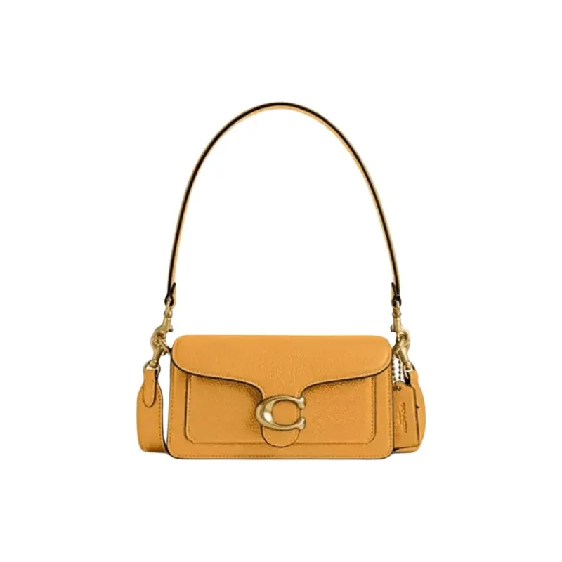 COACH Tabby Polished Pebble Leather Portable Crossbody Bag, Shoulder Bag Small Size Women's Mustard Yellow-0