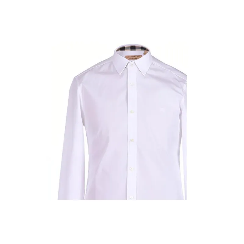 Burberry Men Point Collar Vintage Classic Shirt White-3