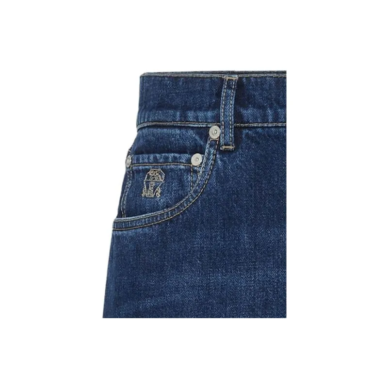 Brunello Cucinelli Logo Patch Mid Rise Jeans-5