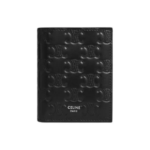 CELINE Triomphe Embossed Calfskin Wallet Men's Black