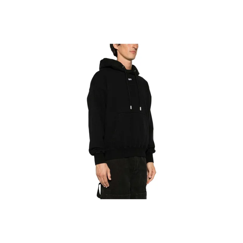OFF-WHITE Logo Embroidered Drawstring Hoodie-3