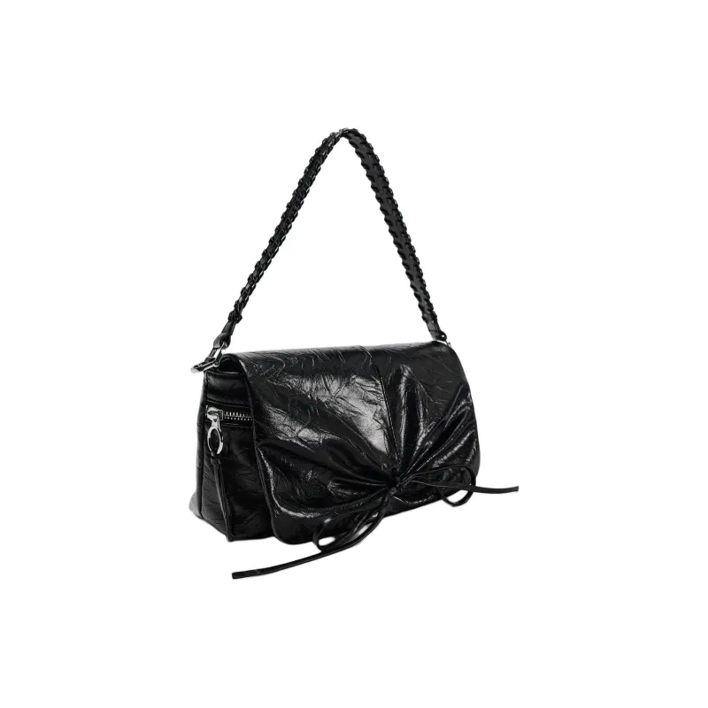 ZARA PU Shoulder Bag Trumpets Women's Black-2