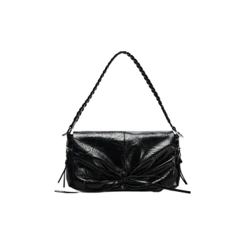 ZARA PU Shoulder Bag Trumpets Women's Black