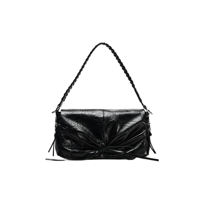 ZARA PU Shoulder Bag Trumpets Women's Black-0