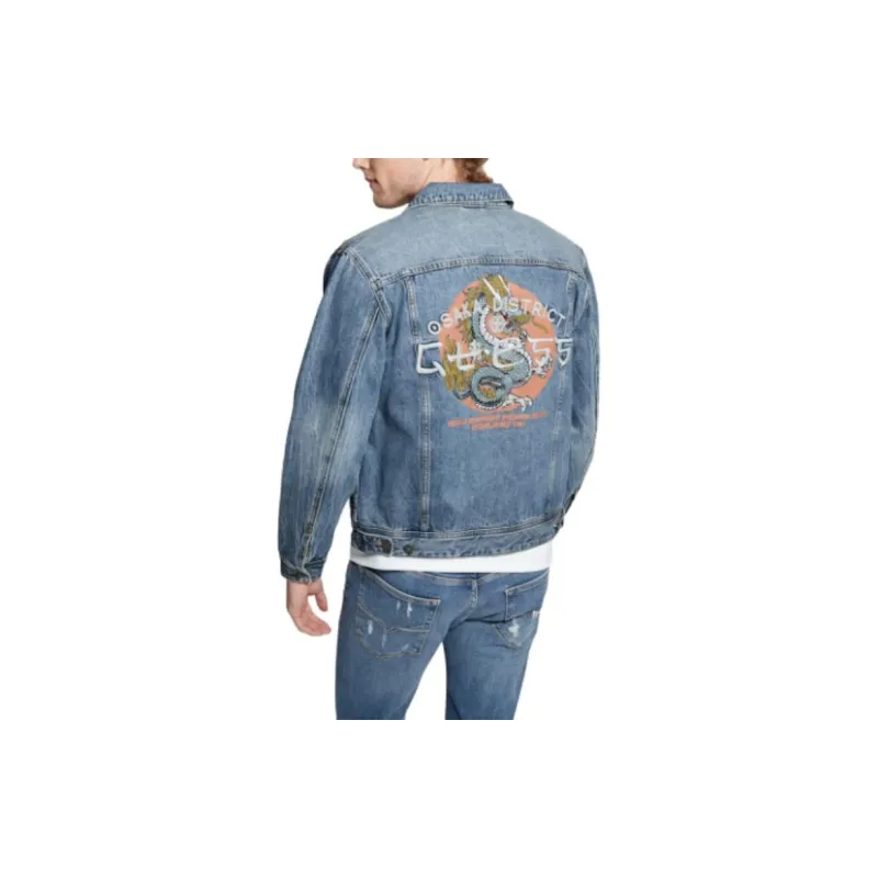 GUESS Embroidered Dean Jacket Jackets Coats Men's Blue-3
