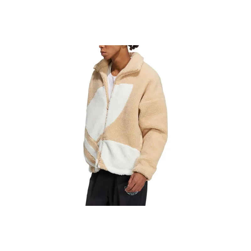 adidas originals Trefoil Large Logo Sherpa Fleece Padded Jacket Brown-3