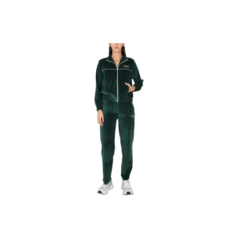 SPORTY & RICH Logo Embroidered Zip Up Sweatshirt-1