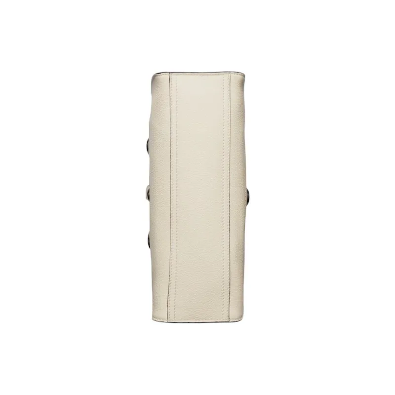 GUCCI Soft Grain Leather Tote Bag, Shopping Bag, Handbag Medium Size Women's Ivory White-4