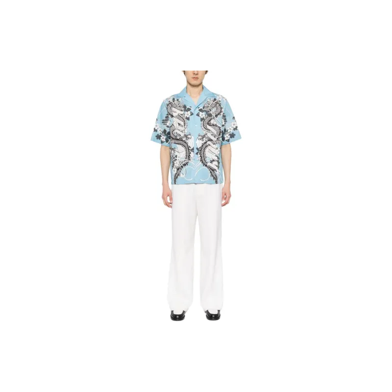 AMIRI Dragon Printed Short Sleeved Bowling Shirt-1