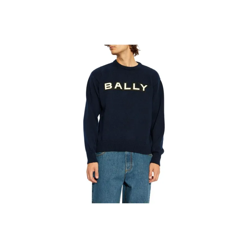 BALLY Logo Patch Crewneck Knitted Jumper-3