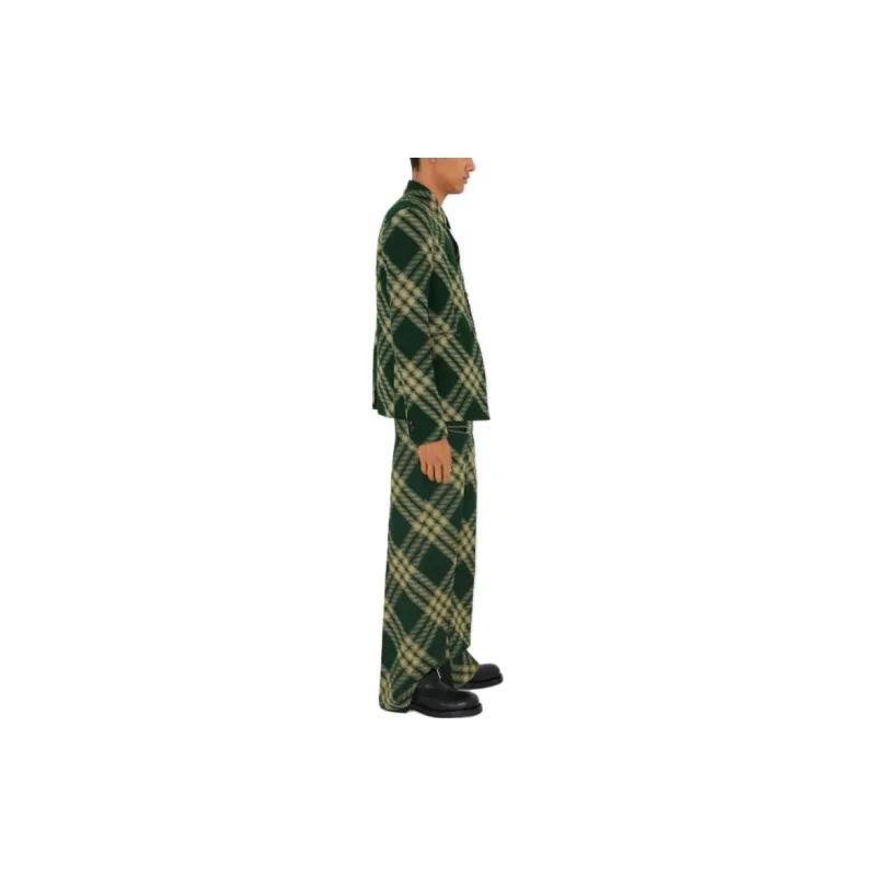 Burberry Check Pattern Buttoned Tailored Blazer-4