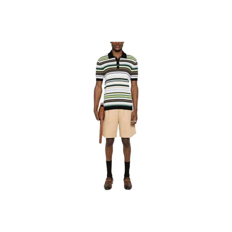 MISSONI Zigzag Ribbed Knit Polo Shirt-1