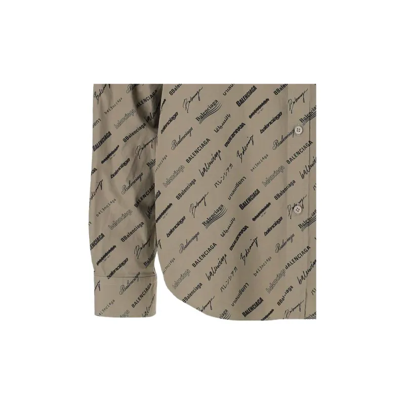 Balenciaga Allover Logo Print Long-Sleeved Shirt-6