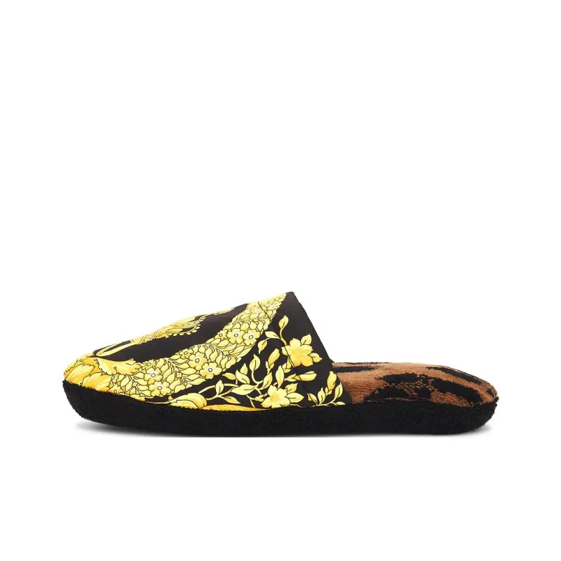 VERSACE Barocco Closed Toe Slippers Unisex Brown-0