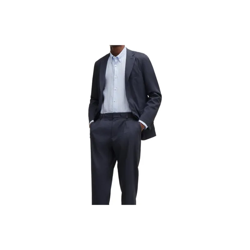 HUGO BOSS Single-breasted Linen-blend Blazer-1