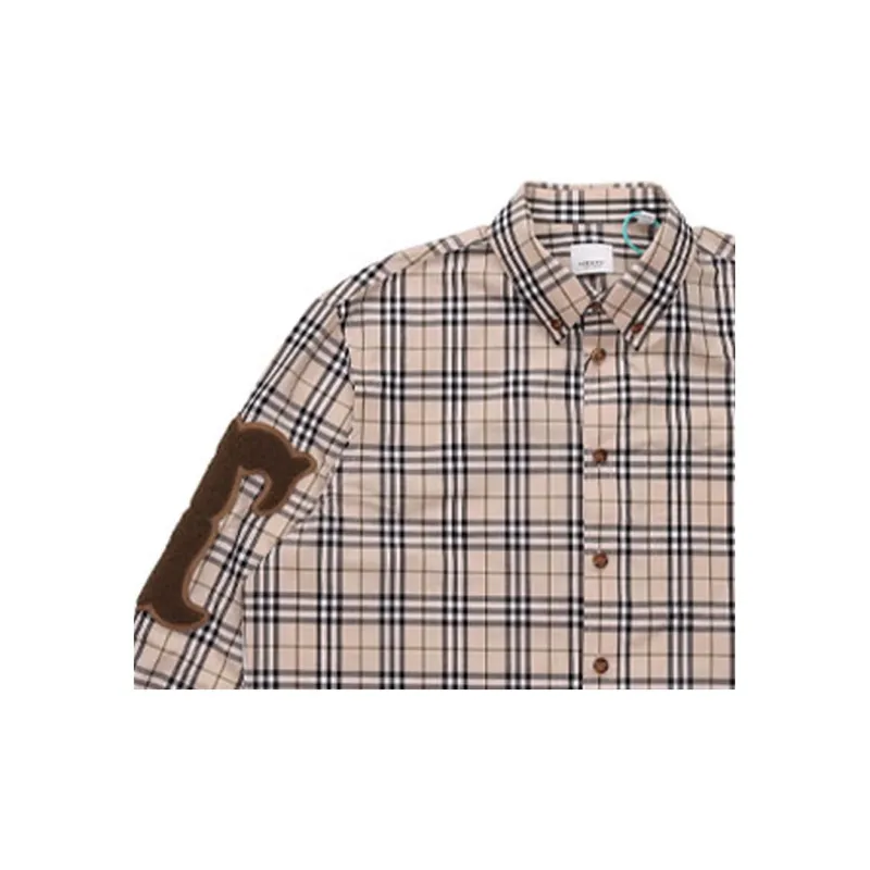 Burberry Letter Graphic Check Poplin Shirt-5
