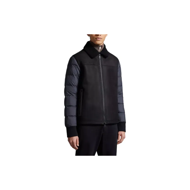 Moncler Jumeaux Leather Down Jacket Down Jacket Men's Black-3