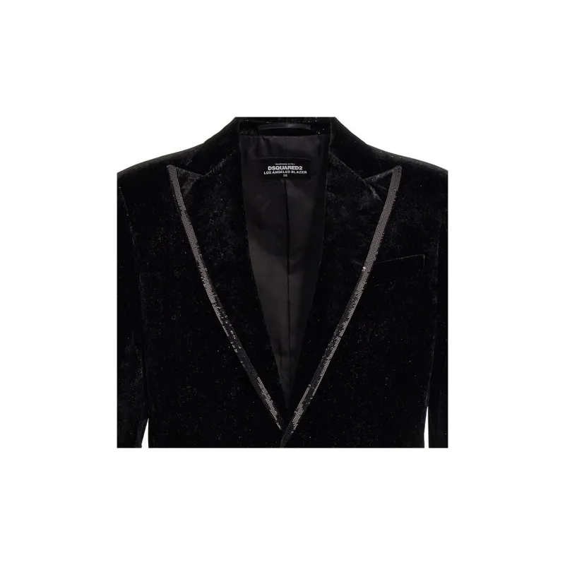 Dsquared2 Velvet Sequined Single Breasted Blazer-4