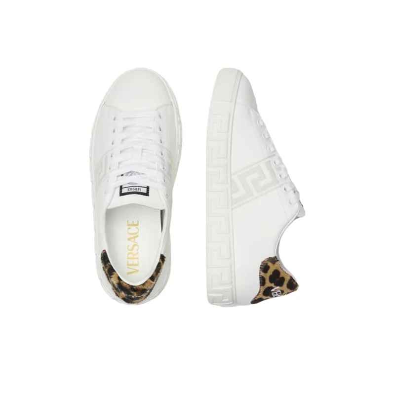 VERSACE Leoparo Greca Low Top Skateboard Shoes Women's White-3