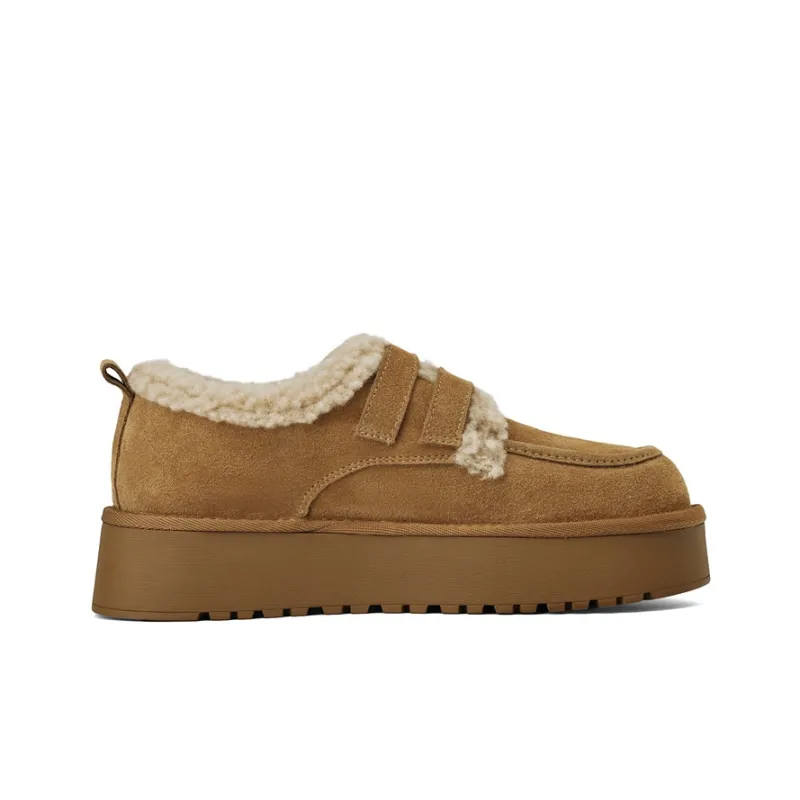 ST&SAT Fleece-Lined BUKEN Shoes For Autumn And Winter Insulated Shoes Casual Single Shoes Women's-4