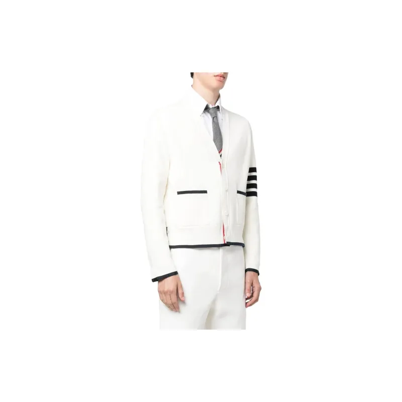 THOM BROWNE 4 Bar Striped Cardigan-3