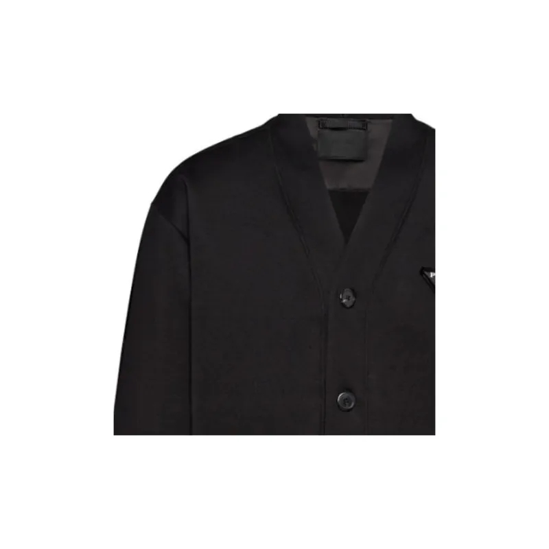 PRADA V Neck Button Up Sweashirt-5