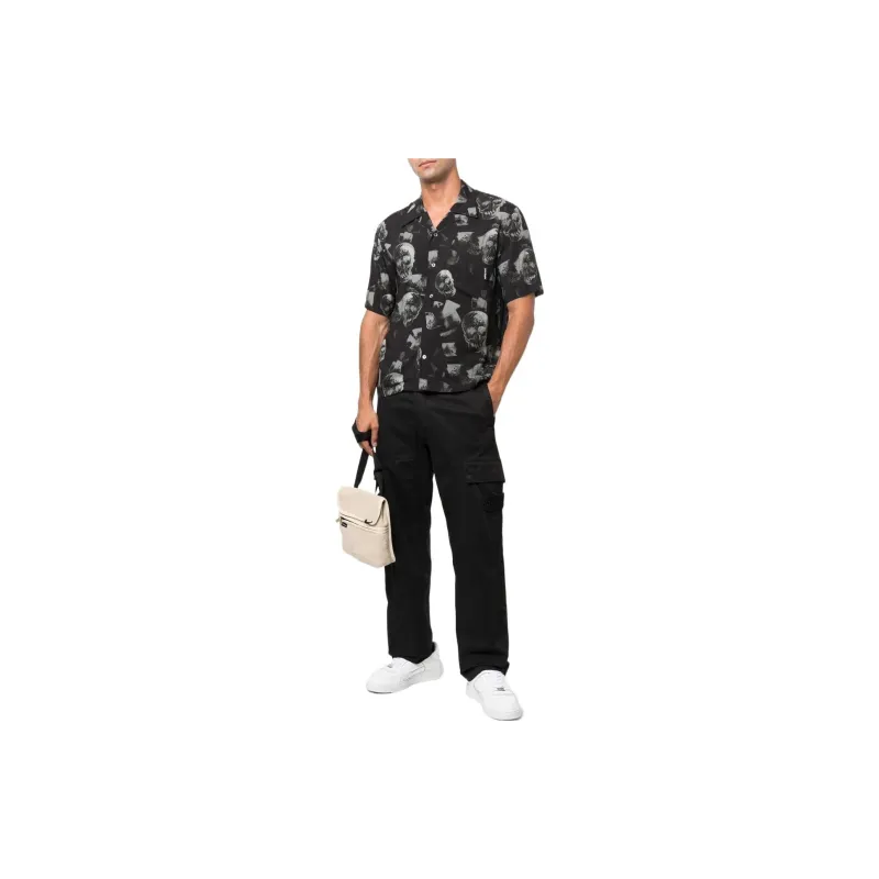 PALM ANGELS Skull Print Bowling Shirt-1