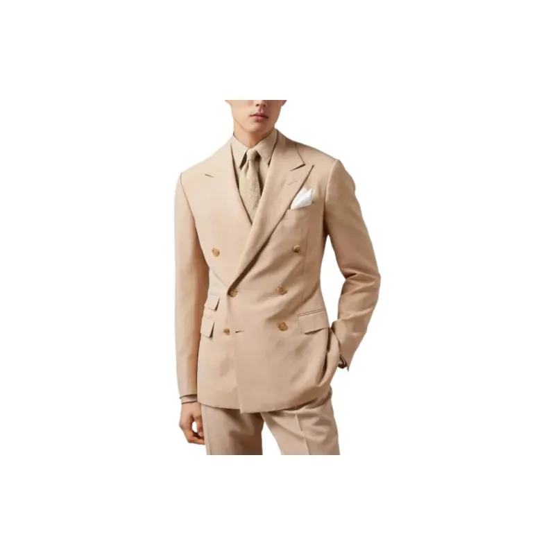 Polo Ralph Lauren Kent Handmade Silk Shantung Suit Business Suits Men's Khaki-1