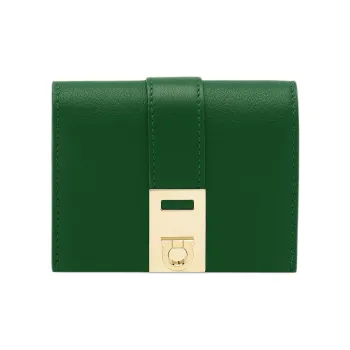 FERRAGAMO GANCINI Calfskin Wallet Small Size Women's Forest Green