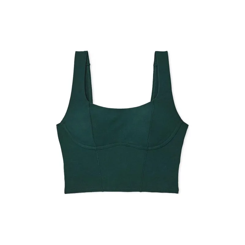Victoria's Secret PINK All-Day Cotton Scoop Longline Sports Bra / Deep Forest Bra Women's Dark Green-0