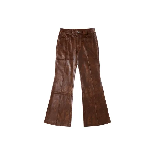 GF Ferré Leather Pants Women's Dark Coffee