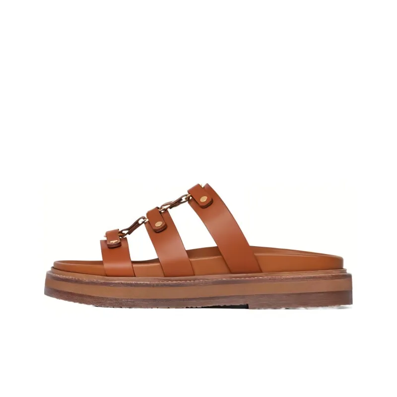CELINE Slide Slippers Women's Brown-0
