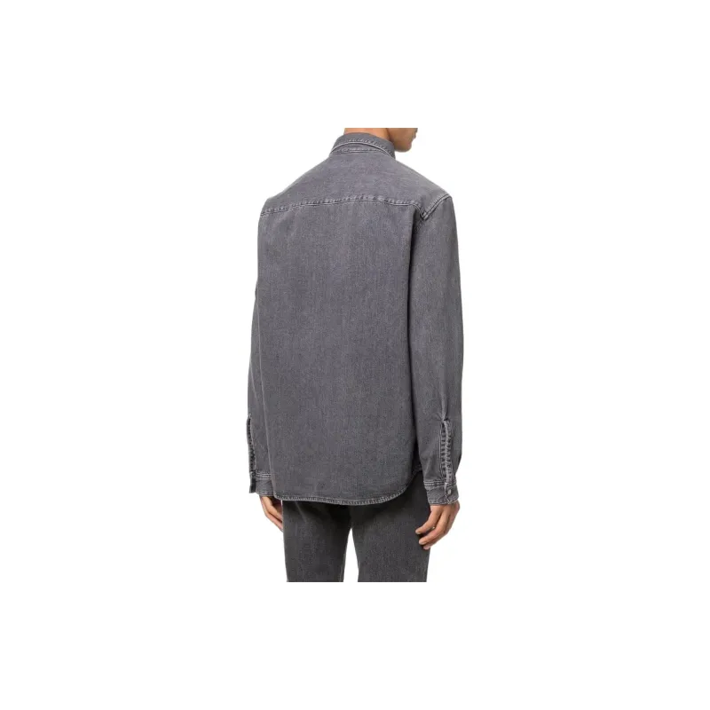 DIESEL Logo Embroidered Long Sleeved Denim Shirt-2