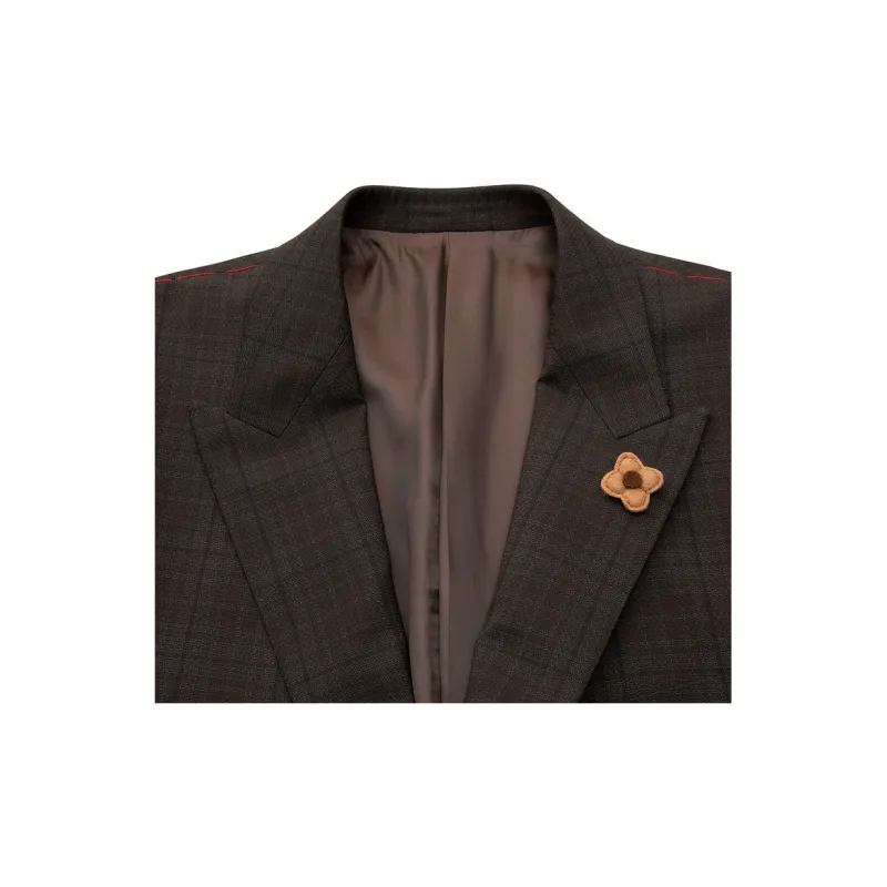 LIU·JO UOMO Business Suit Coat Men's Coffee Plaid-4
