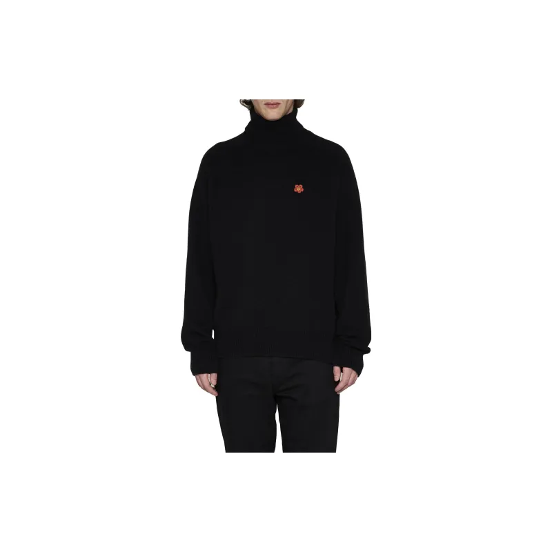 KENZO Boke Flower Embroidered Roll Neck Knit Jumper-3