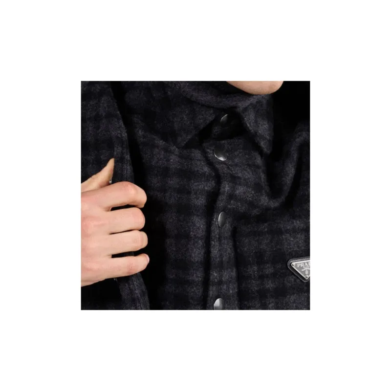PRADA Triangle Logo Checked Shirt-4