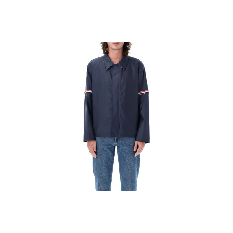 THOM BROWNE Signature Stripe Detailed Long Sleeved Shirt Jacket-2