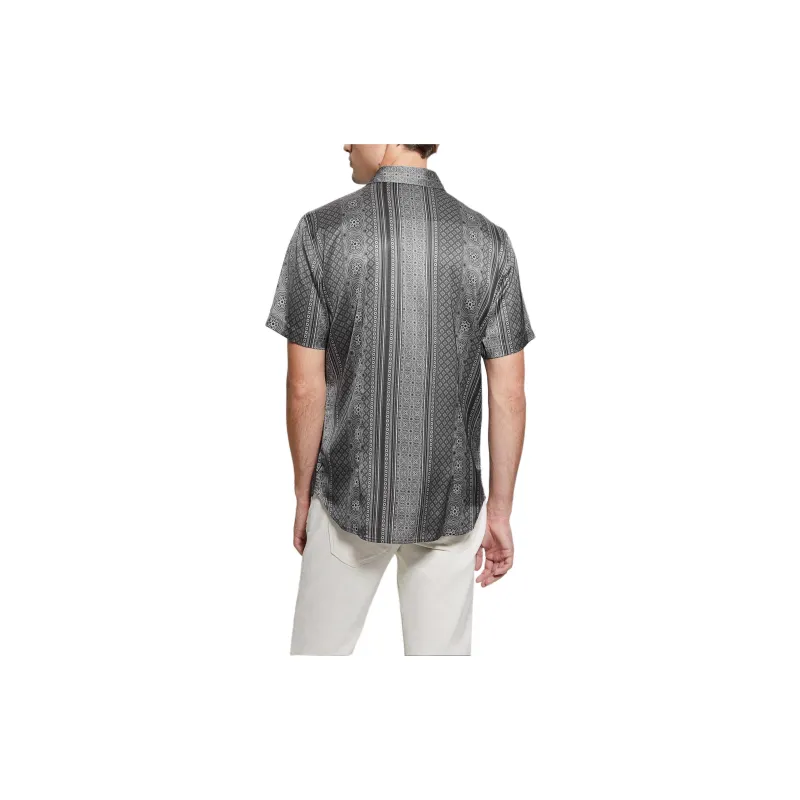 GUESS Eco Charm Mosaic Stripe Shirt Shirt Men's Gray-2