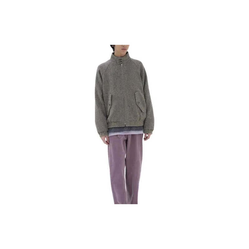 Auralee Lama Shetland Wool Tweed Zip Jacket-1