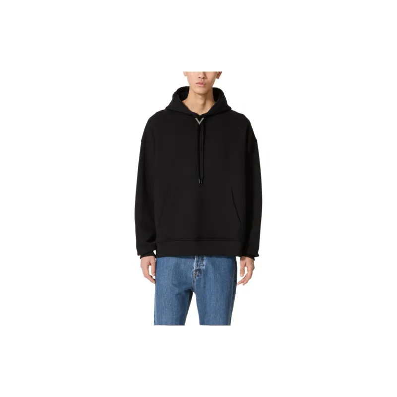 Valentino Garavani Logo Plaque Drawstring Hoodie-1