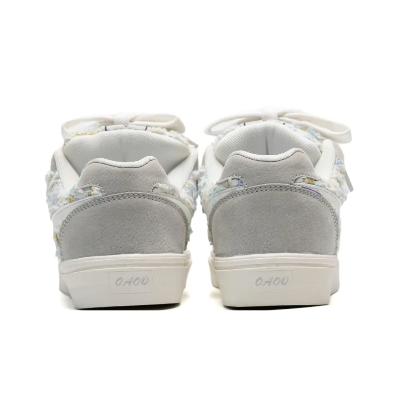 OAOQ Wear-resistant And Lightweight Low-Top Skateboard Shoes Unisex Chanel-Inspired Blue-5