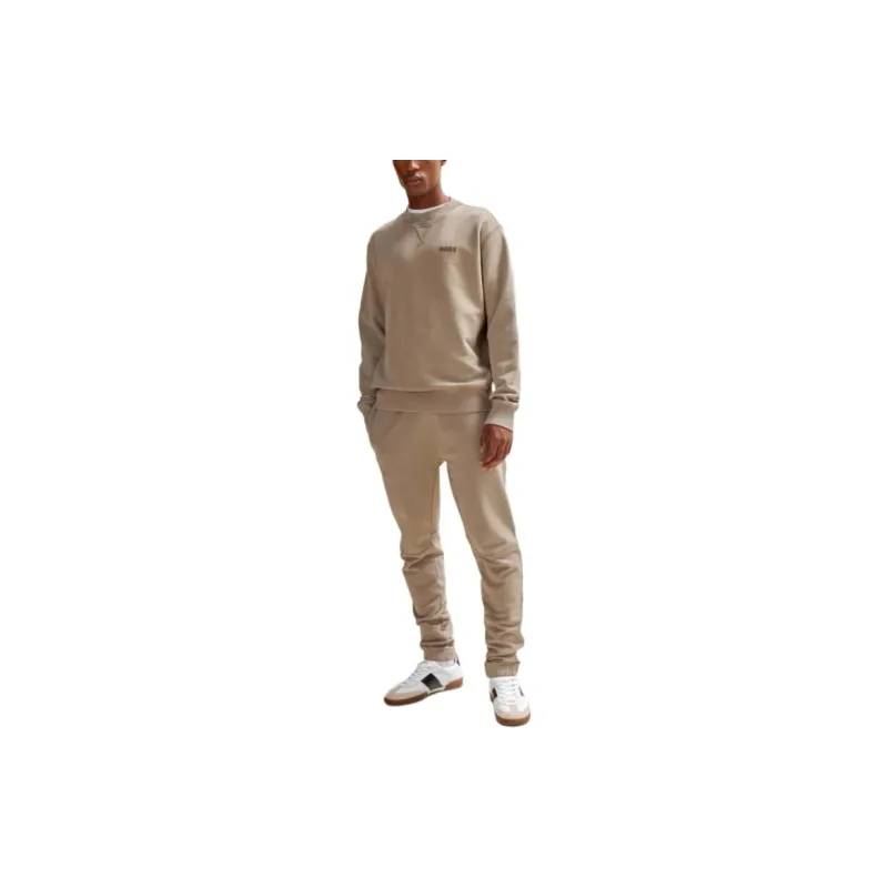 HUGO BOSS Cotton Terry Relaxed Fit Sweatshirt With Logo Detail Sweatshirt Men's Brown-1