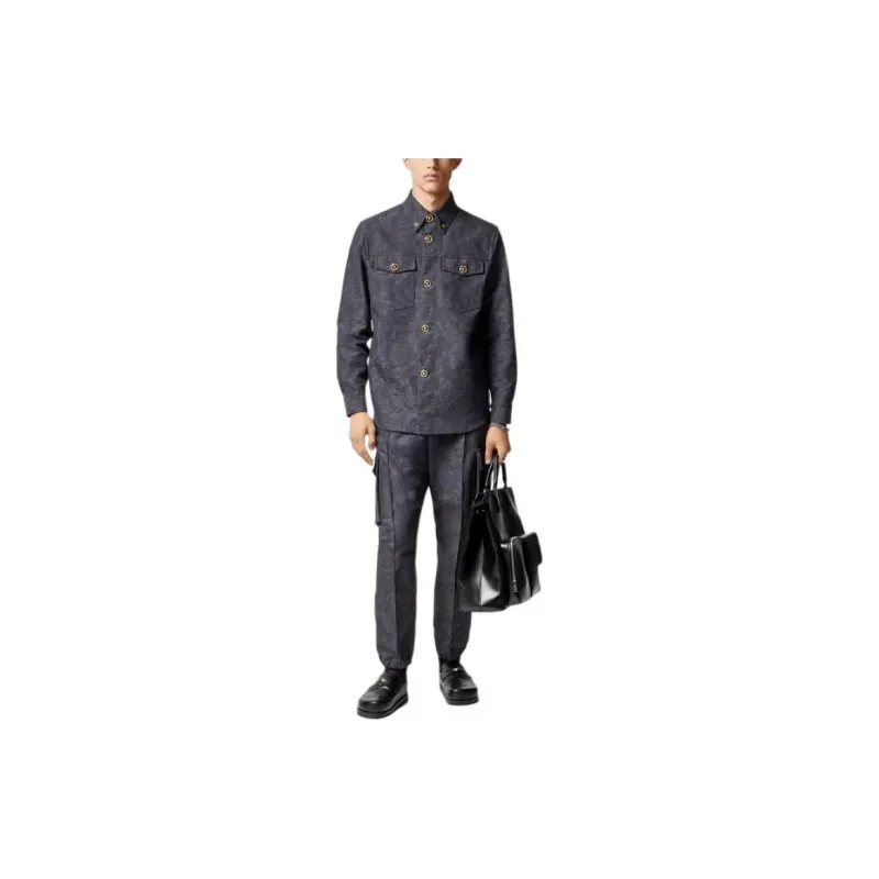 VERSACE Barocco Jacquard Buttoned Shirt Jacket-4