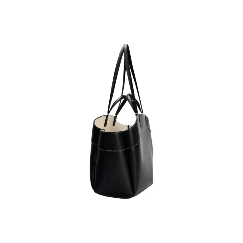 ZARA PU Tote Bag Shopping Bag Shoulder Bag Handbag Large Size Women's Black-4