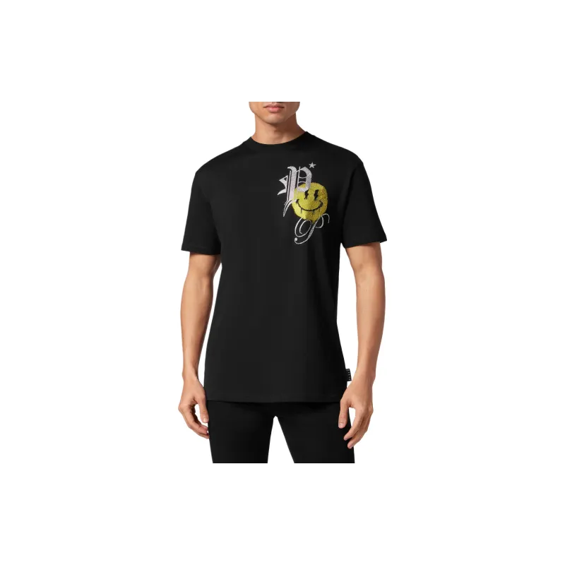PHILIPP PLEIN Rhinestone logo Cotton T shirt-2