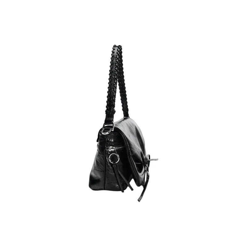 ZARA PU Shoulder Bag Trumpets Women's Black-3