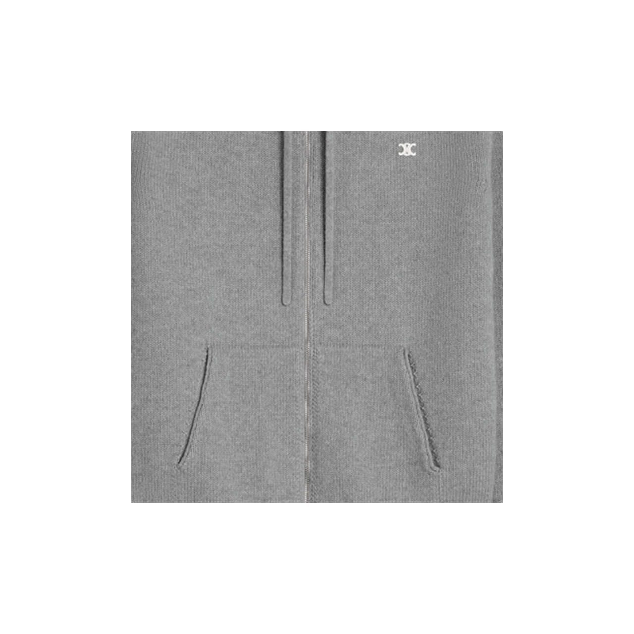 CELINE Triomphe Zip Hoodie Gray L Without Shopping Bag and